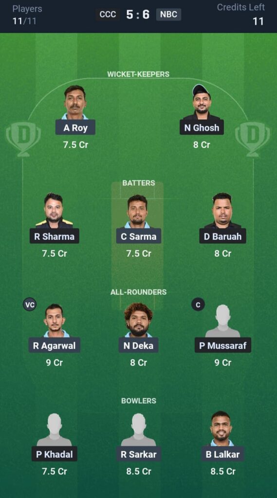 CCC vs NBC Dream11