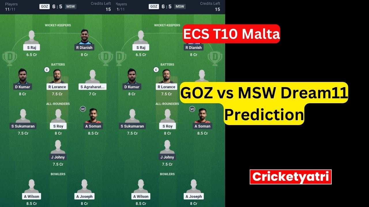 GOZ vs MSW Dream11