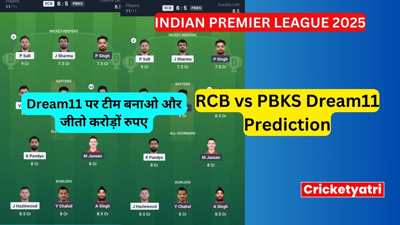 RCB vs PBKS Dream11