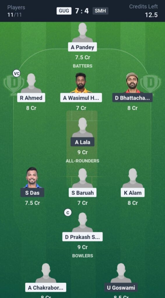 GUG vs SMH Dream11