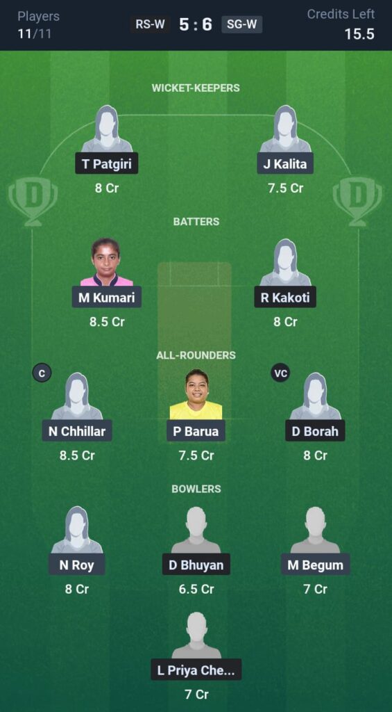 RS-W vs SG-W Dream11