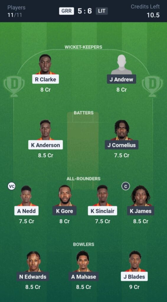 GRR vs LIT Dream11