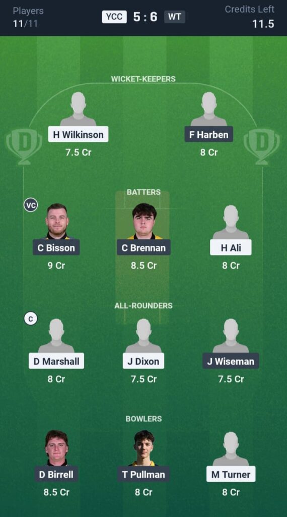 YCC vs WT Dream11