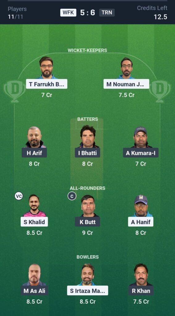 WFK vs TRN Dream11