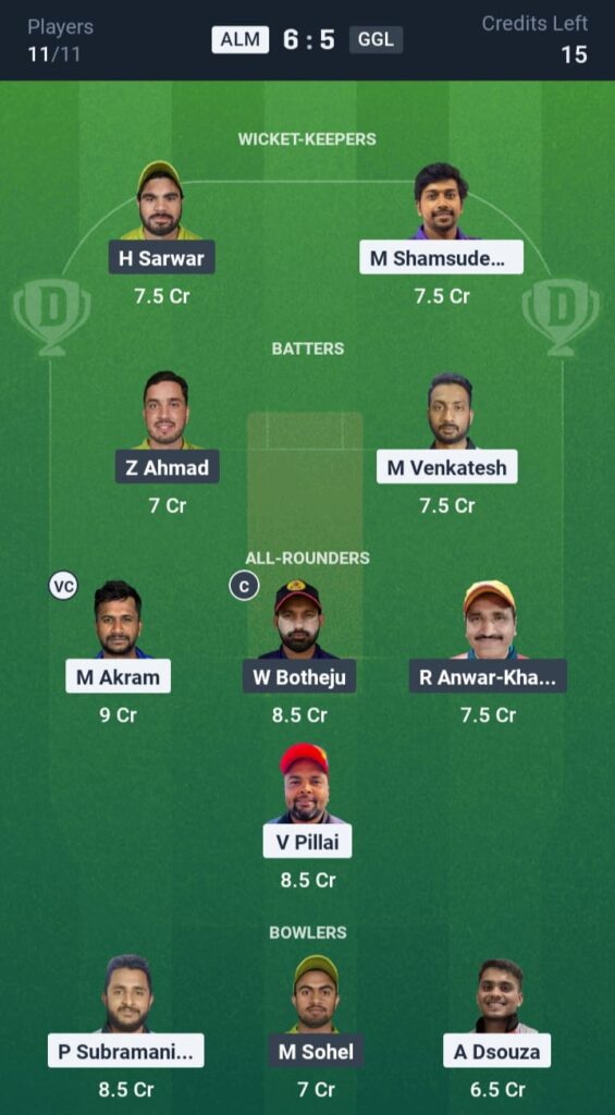 ALM vs GGL Dream11