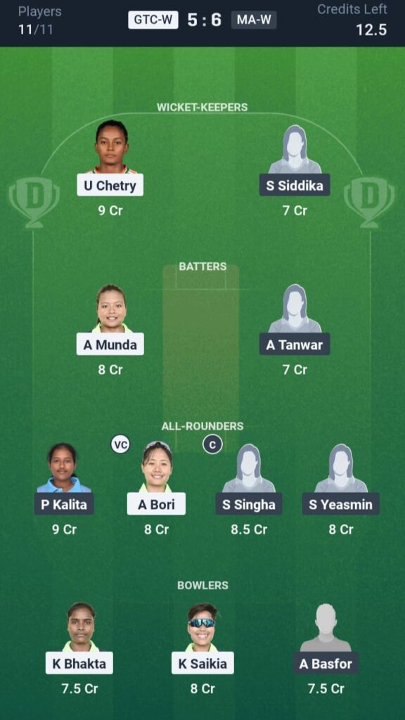 GTC-W vs MA-W Dream11