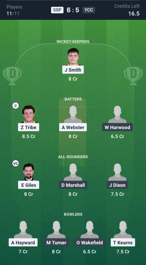 SSP vs YCC Dream11