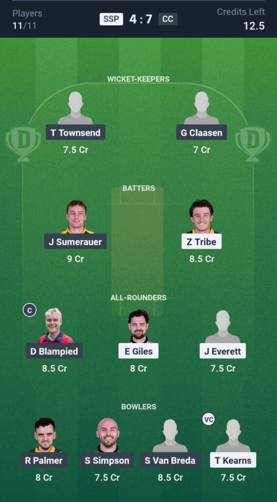 SSP vs CC Dream11