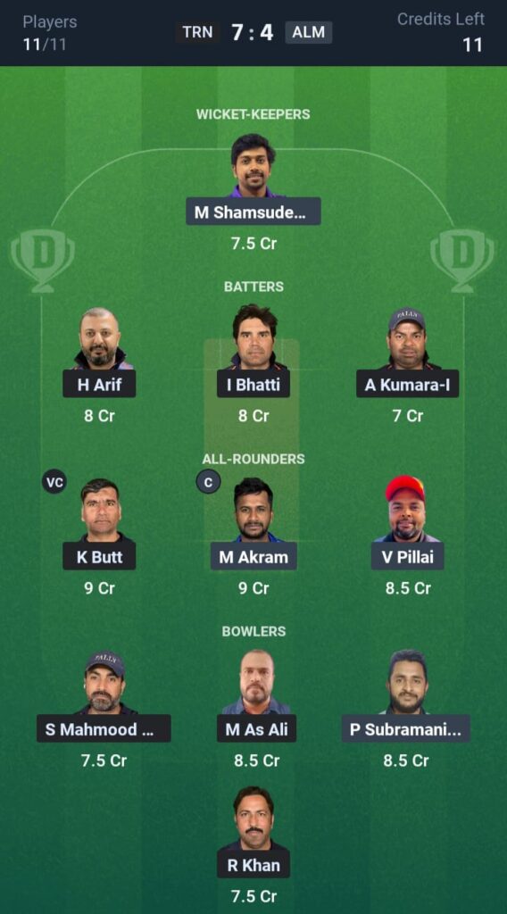 TRN vs ALM Dream11