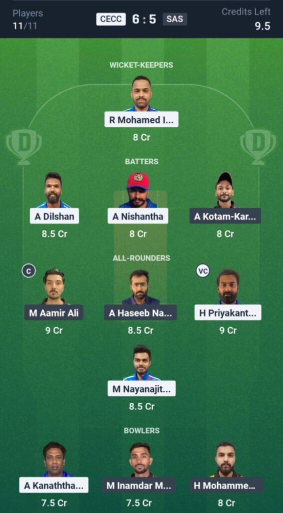 CECC vs SAS Dream11