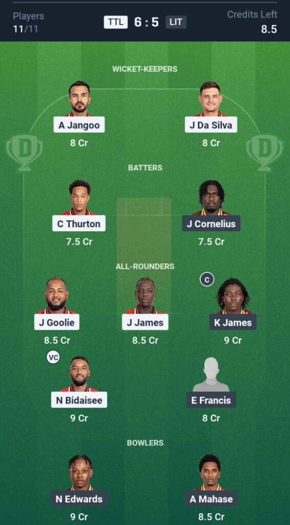 TTL vs LIT Dream11