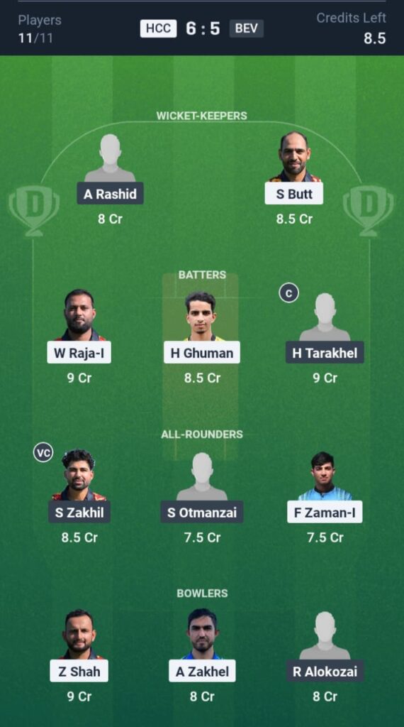 HCC vs BEV Dream11