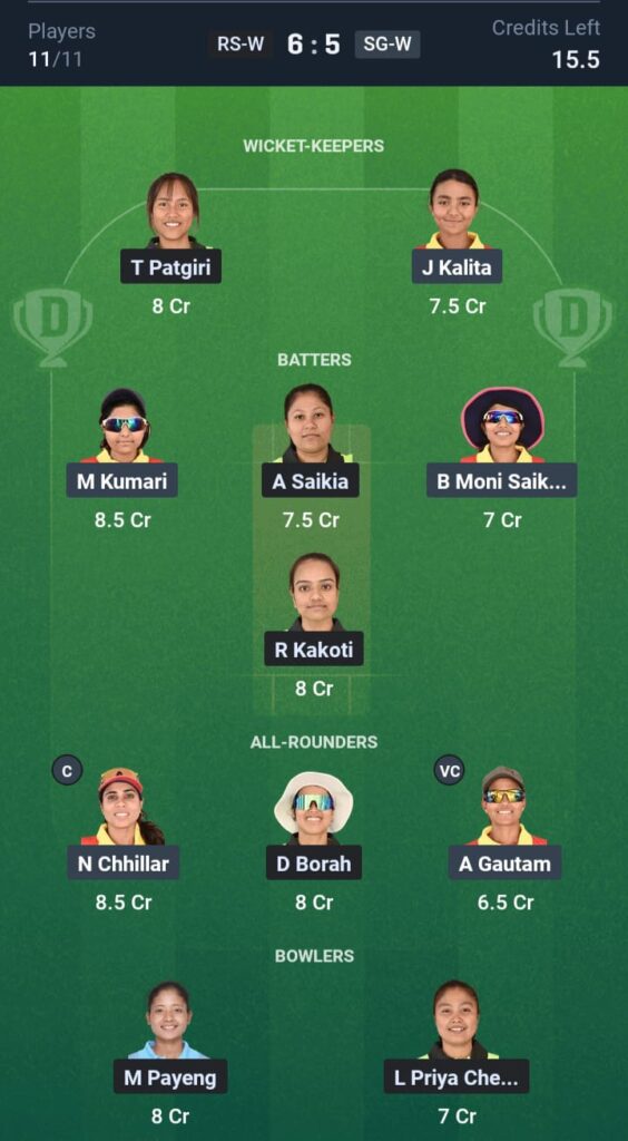RS-W vs SG-W Dream11