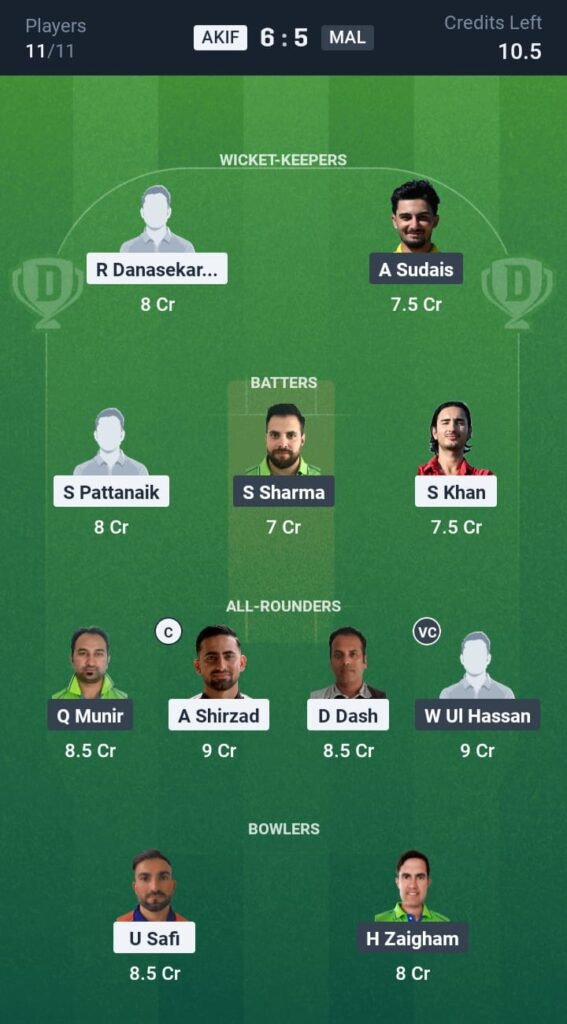 AKIF vs MAL Dream11