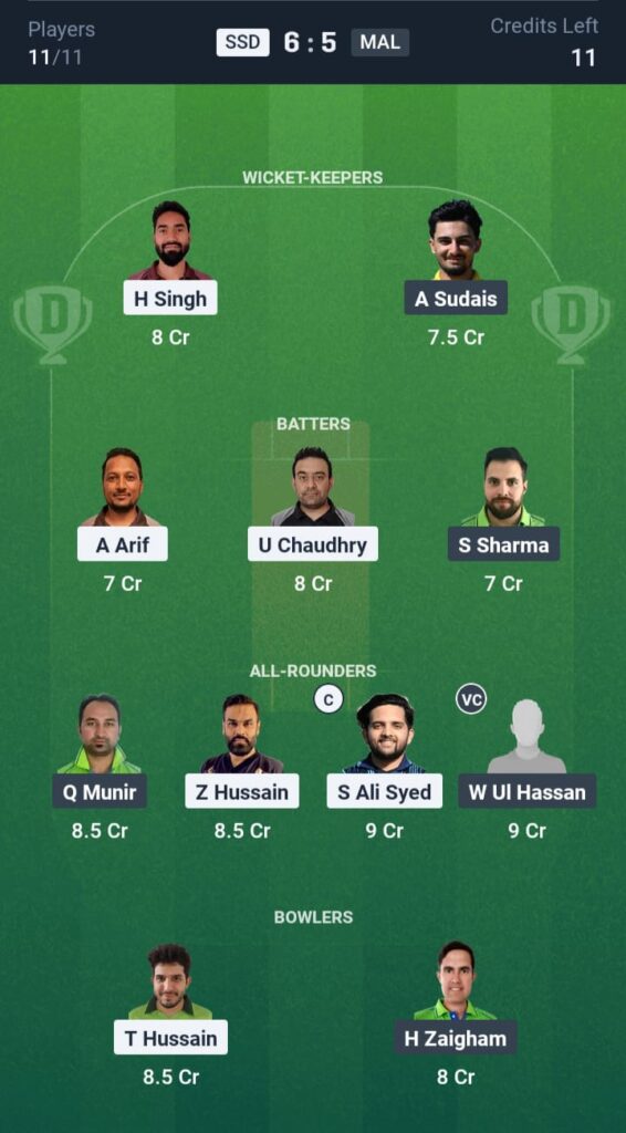 SSD vs MAL Dream11