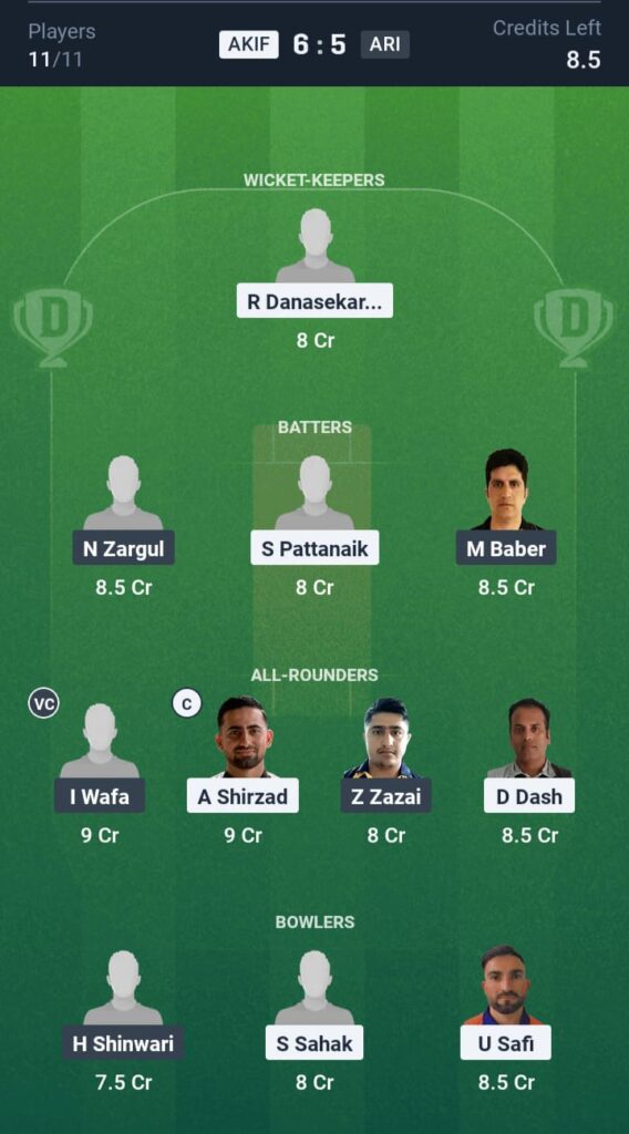 AKIF vs ARI Dream11