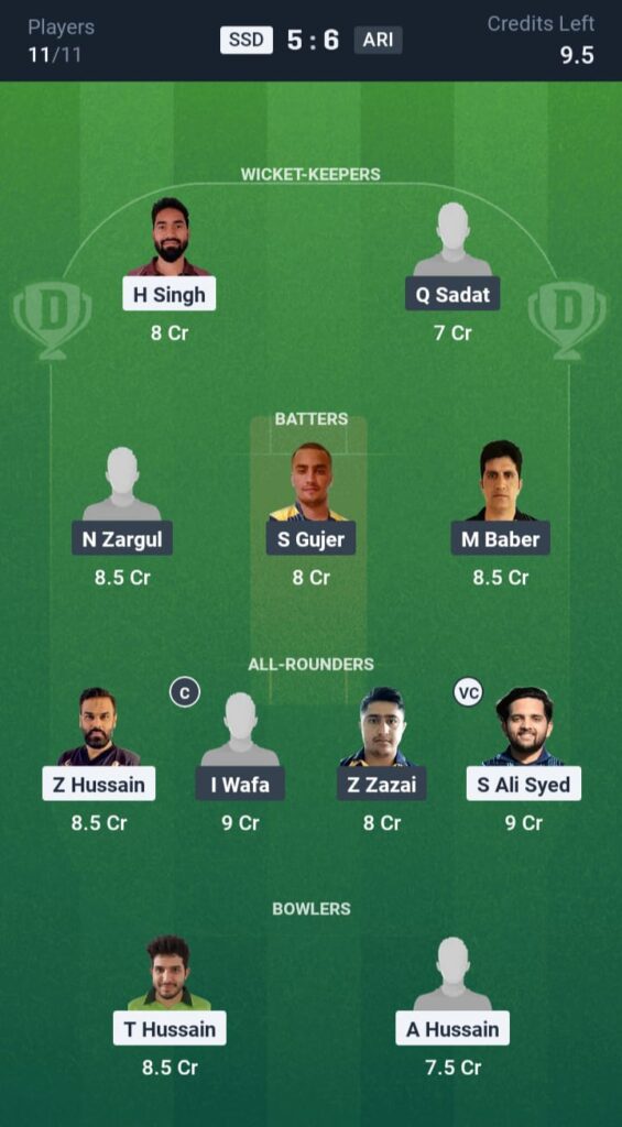 SSD vs ARI Dream11