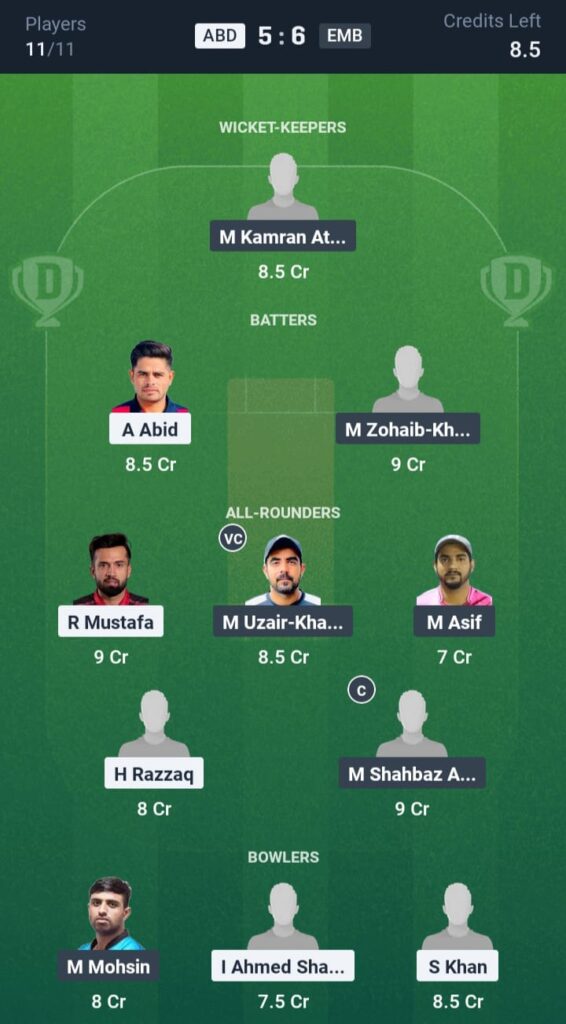 ABD vs EMB Dream11