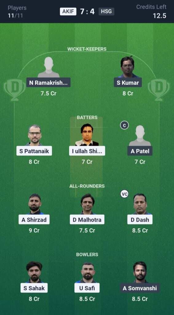 AKIF vs HSG Dream11
