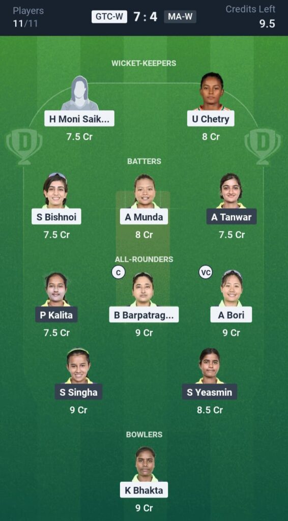 GTC-W vs MA-W Dream11
