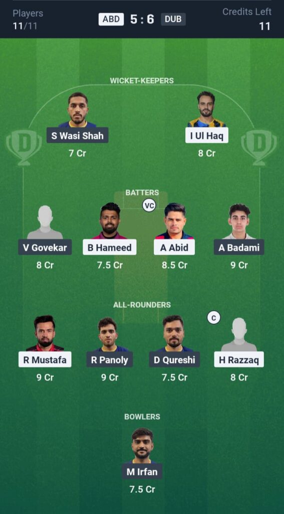 ABD vs DUB Dream11
