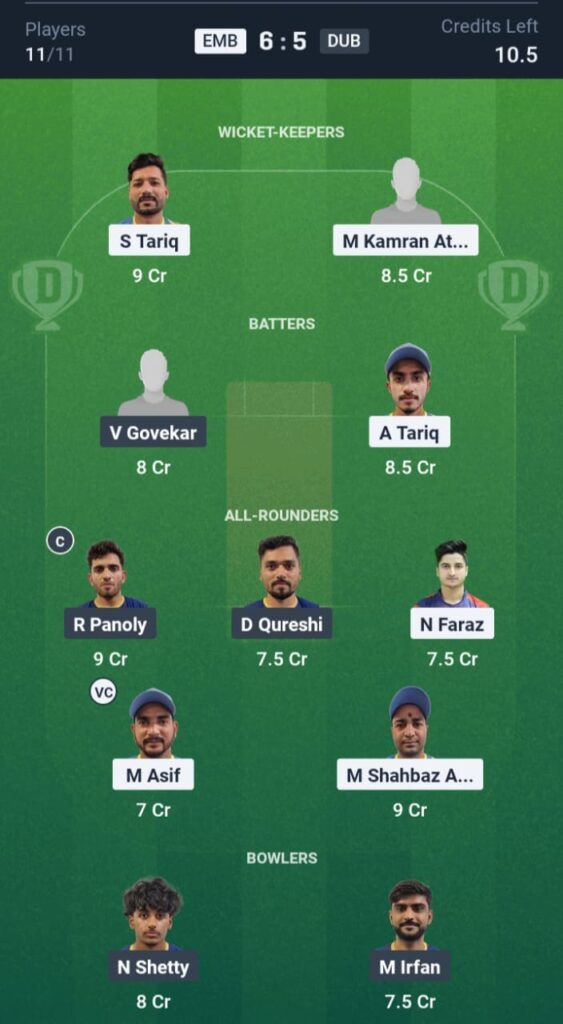 EMB vs DUB Dream11