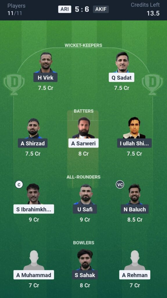 ARI vs AKIF Dream11