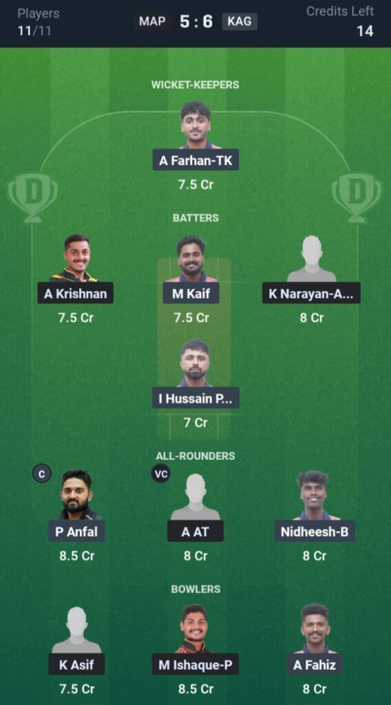 MAP vs KAG Dream11