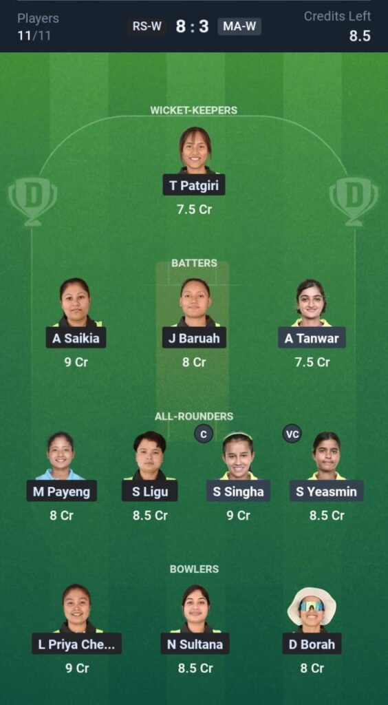 RS-W vs MA-W Dream11