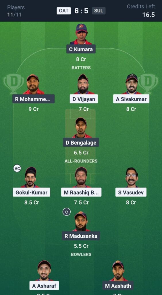 GAT vs SUL Dream11