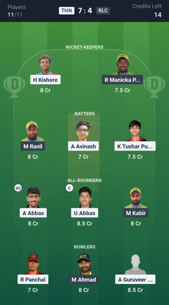 THN vs RLC Dream11