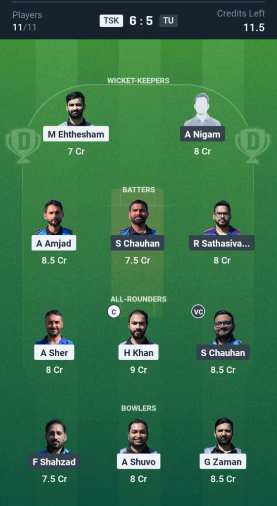 TSK vs TU Dream11