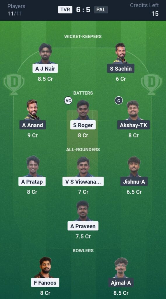 TVR vs PAL Dream11