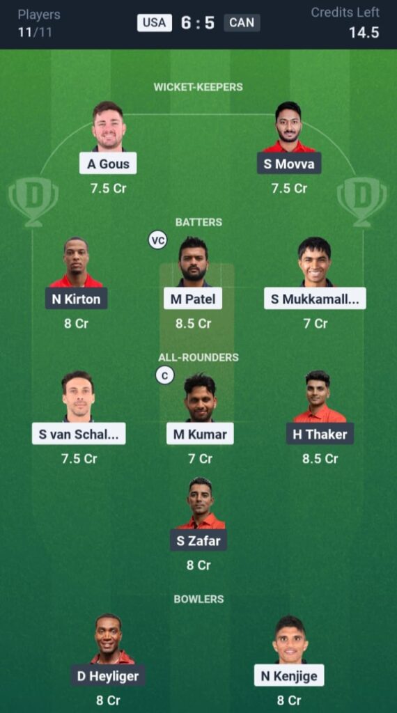 USA vs CAN Dream11