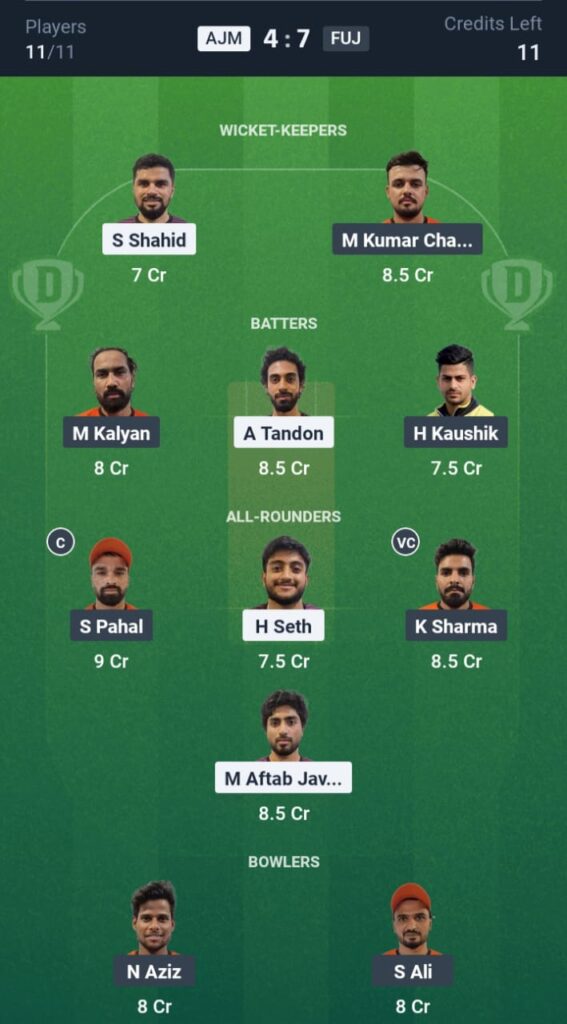 AJM vs FUJ Dream11