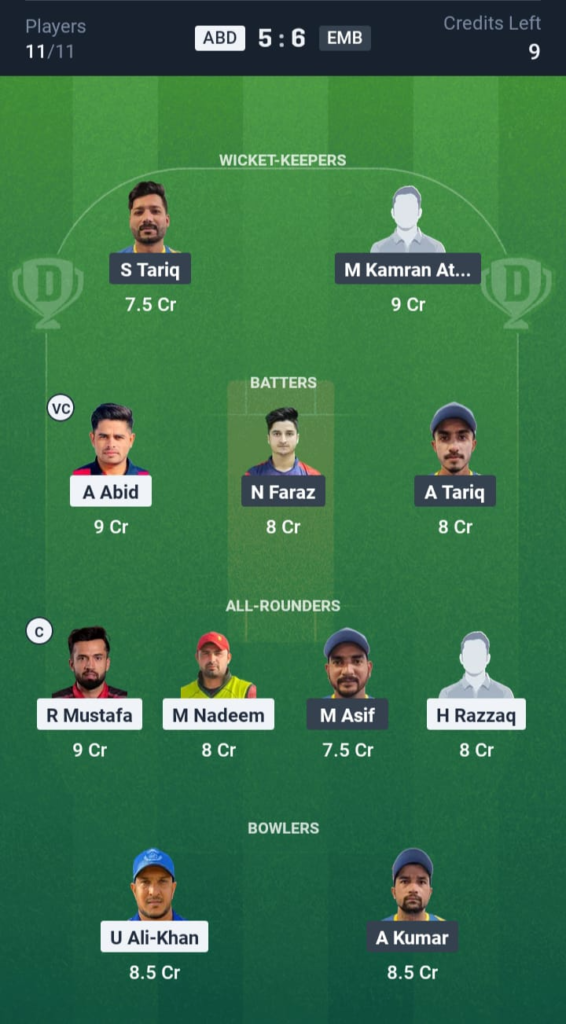 ABD vs EMB Dream11