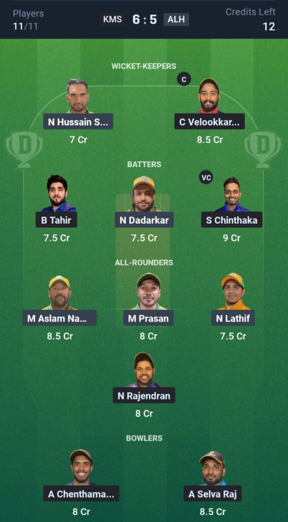 KMS vs ALH Dream11