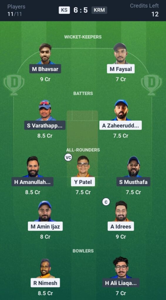 KS vs KRM Dream11