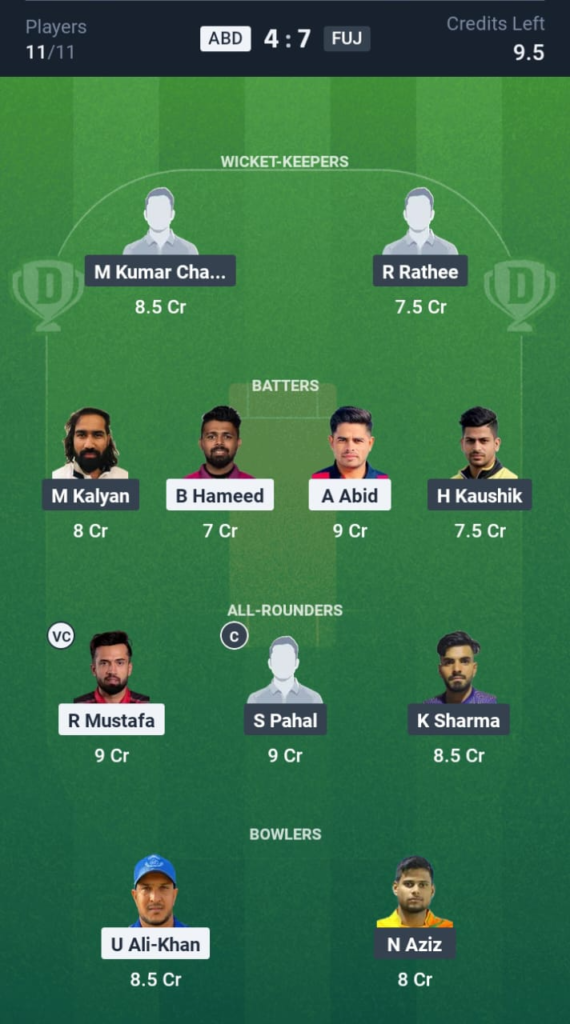 ABD vs FUJ Dream11
