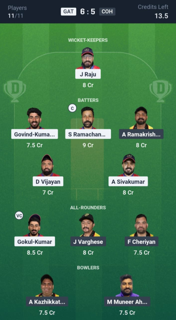 GAT vs COH Dream11
