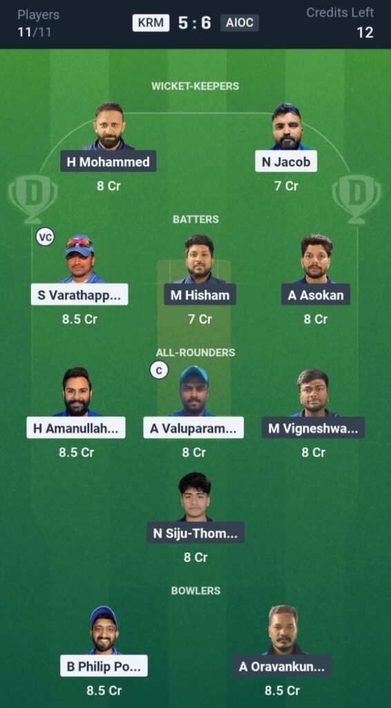 KRM vs AIOC Dream11