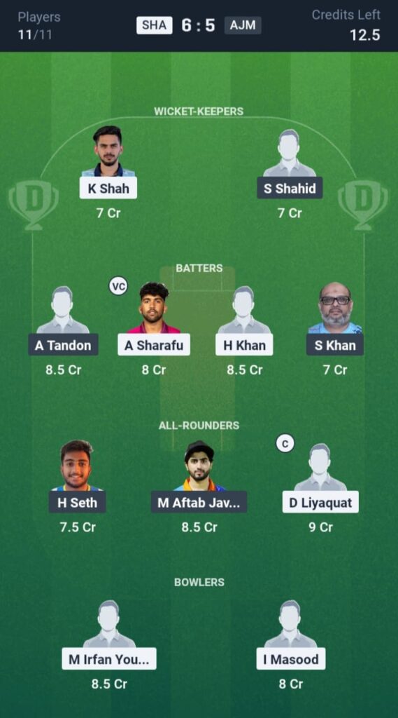 SHA vs AJM Dream11