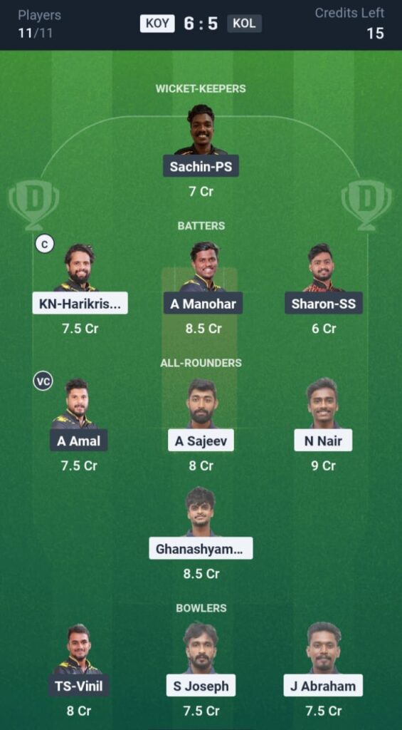 KOY vs KOL Dream11
