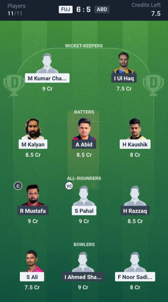 FUJ vs ABD Dream11