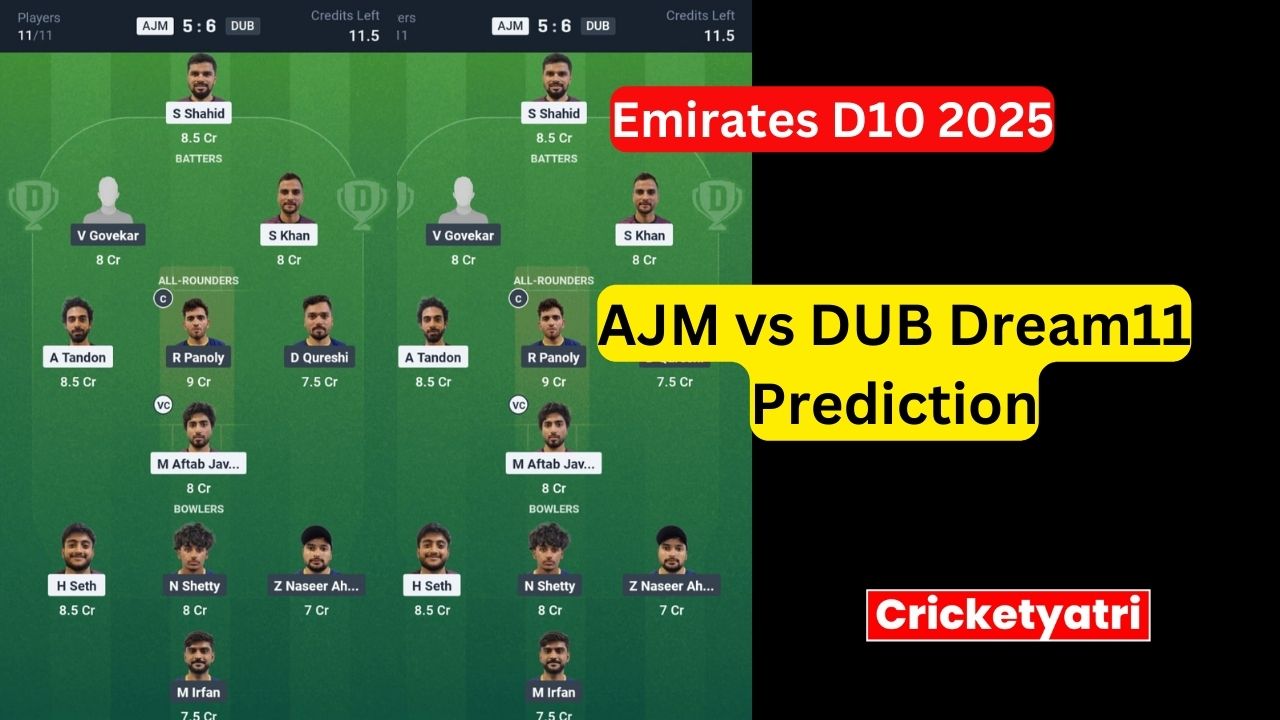 AJM vs DUB Dream11