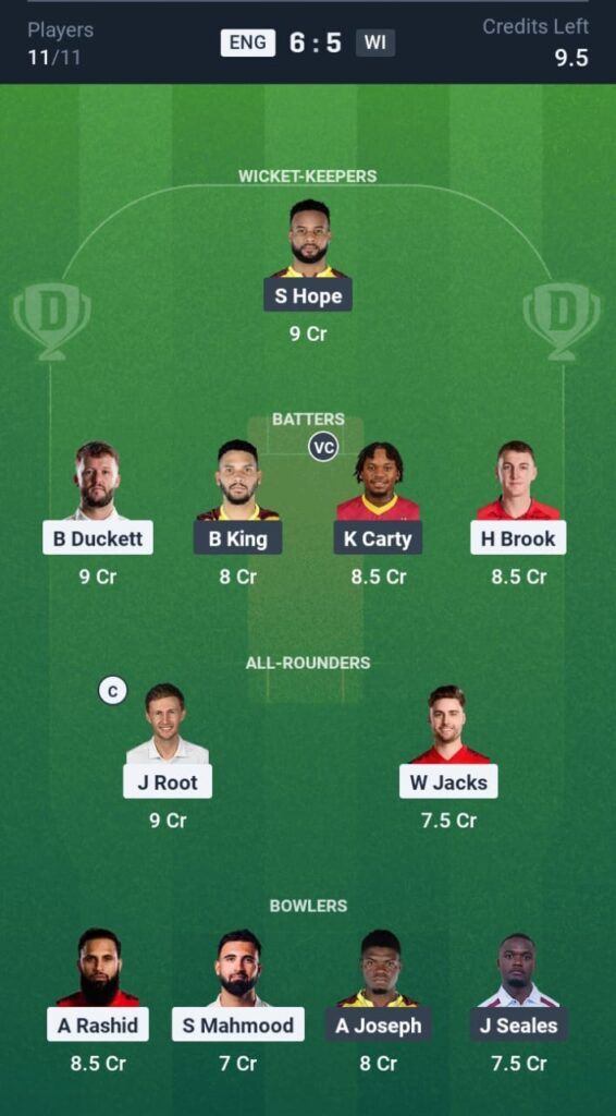 ENG vs WI Dream11