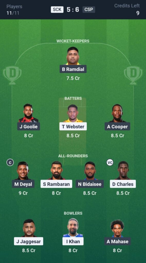 SCK vs CSP Dream11