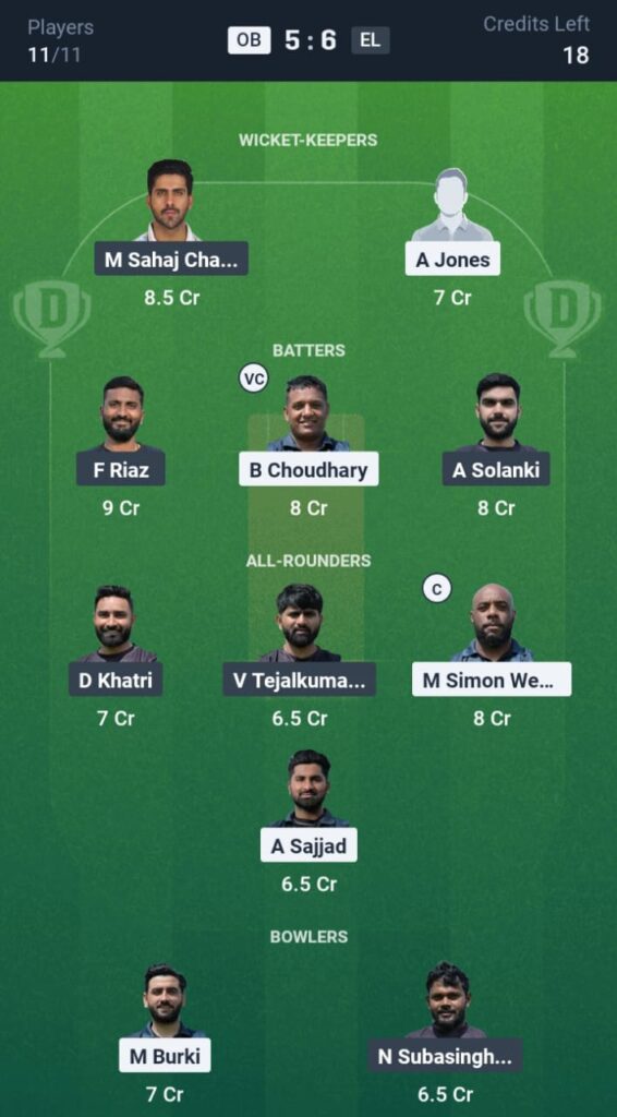 OB vs EL Dream11