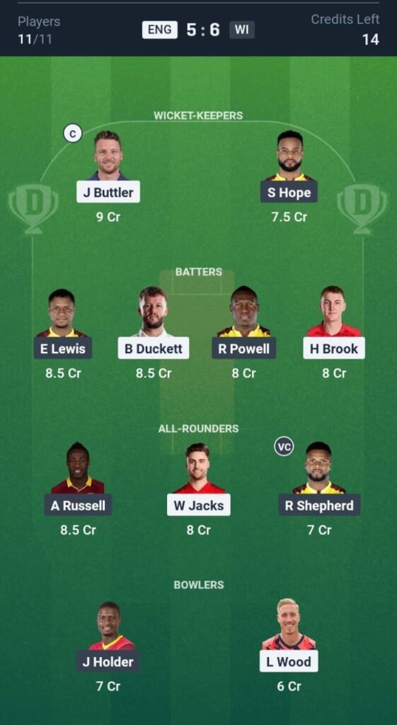 ENG vs WI Dream11