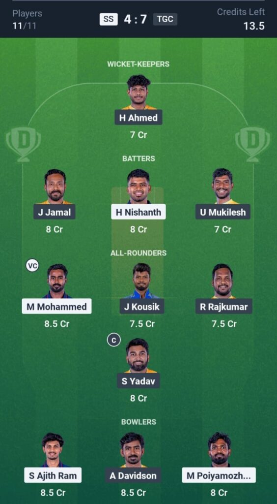 SS vs TGC Dream11